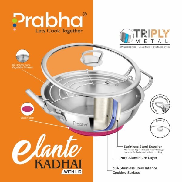 Prabha Elante Triply Kadhai With LID