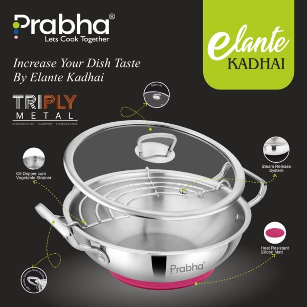 Prabha Elante Triply Kadhai With LID